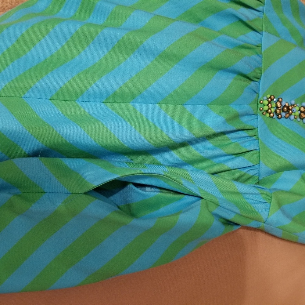 Lilly Pulitzer Green and Blue Striped Midi Dress - Picture 6 of 6